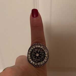 Elegant Silver and Black Statement Ring